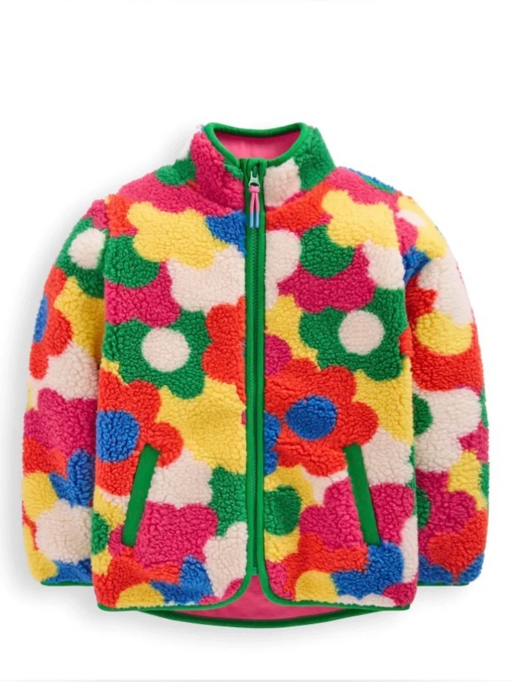 Boden Kids Eden Teddy Jacket Flower Power size 7 pristine condition
